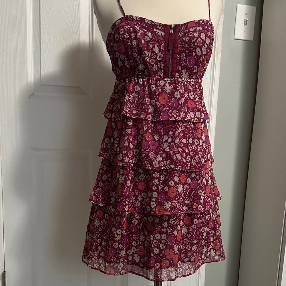 American Eagle Outfitters Burgundy Floral Mini Dress